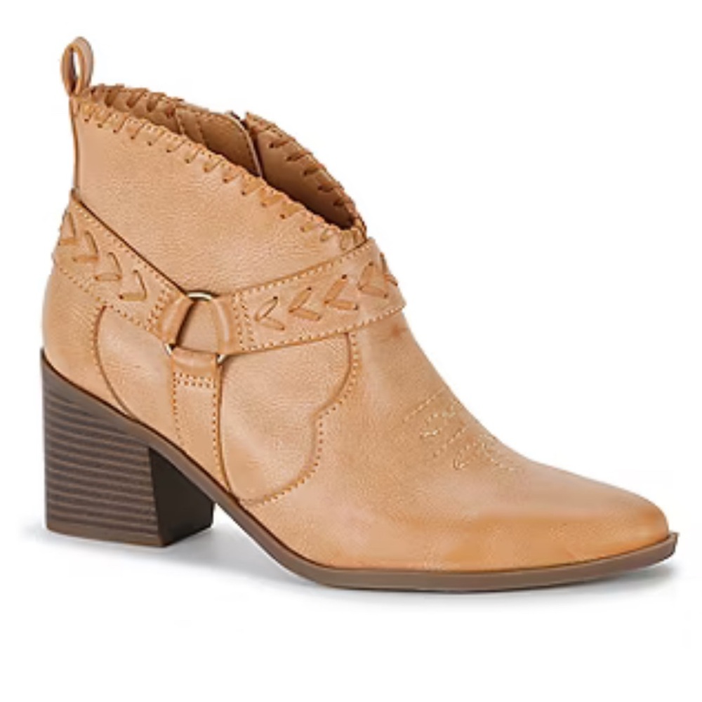 FRYE AND CO. Tan Womens Palma Stacked Heel‎ Booties 8.5